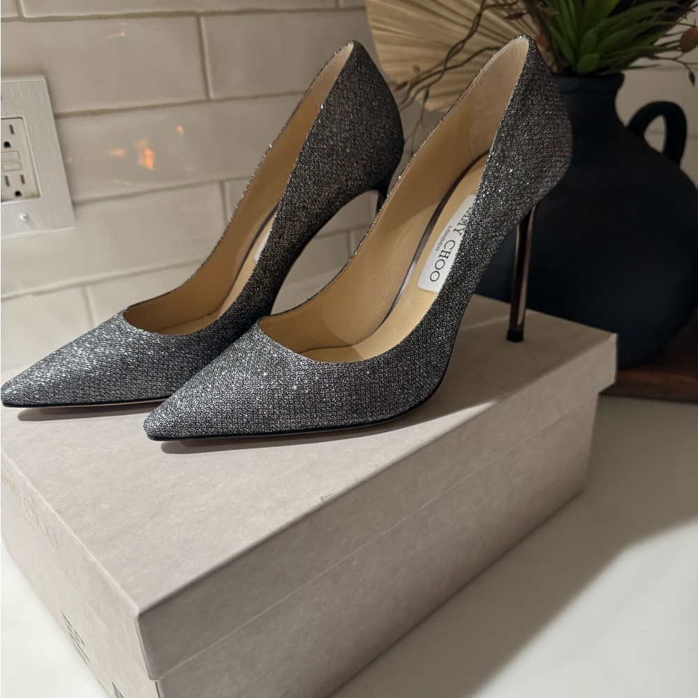 Jimmy Choo Glitter Romy 100 Heels - Glitter